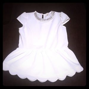 Girls Diamond & Pearl Scallop Peplum top
